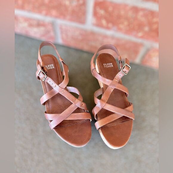 Eileen Fisher Array Cork Sandal Wedge Platform Size 7.5 - Picture 6 of 15